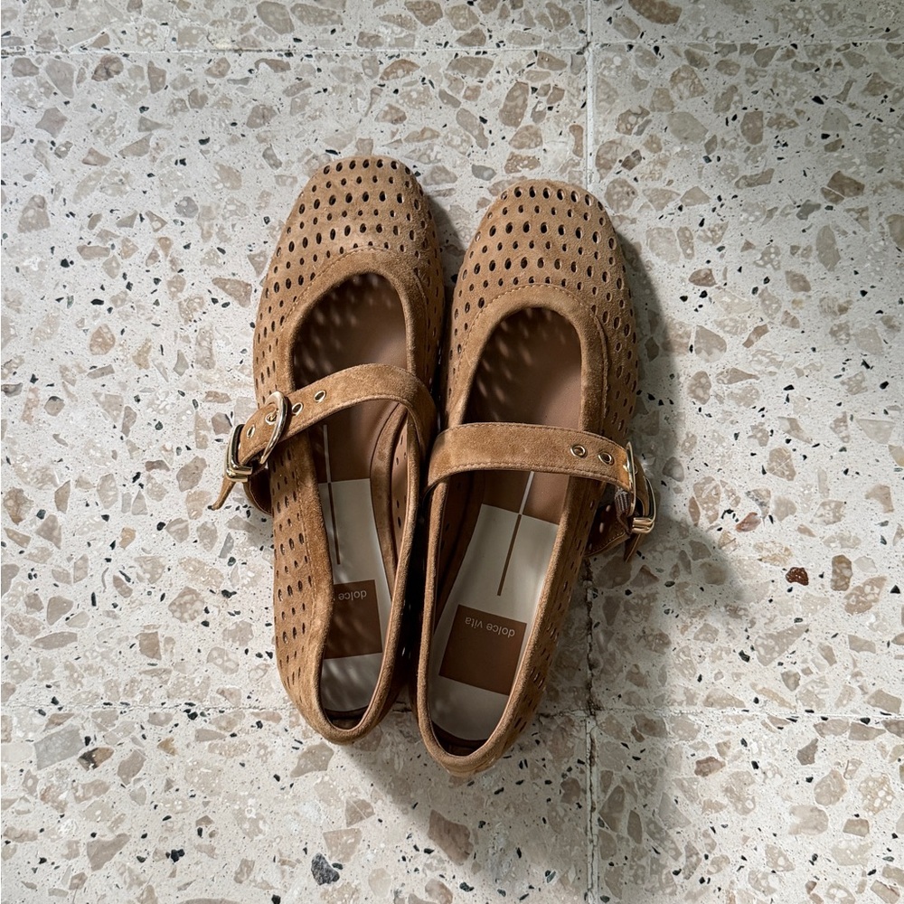 Dolce Vita Suede Mary Jane Flats in Tan